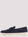 Triangle Logo Suede Loafers Navy - PRADA - BALAAN 5