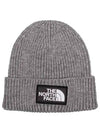 TNF Logo Box Cuffed Beanie Grey - THE NORTH FACE - BALAAN 3