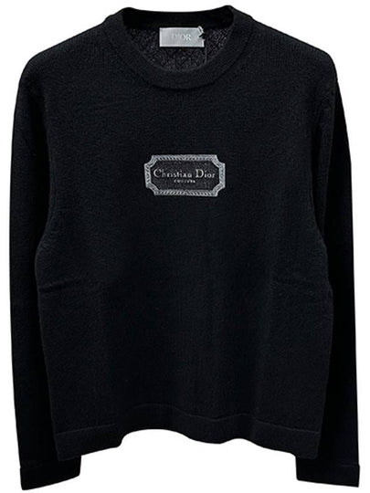 Couture Embroidered Cashmere Jersey Knit Top Black - DIOR - BALAAN 2