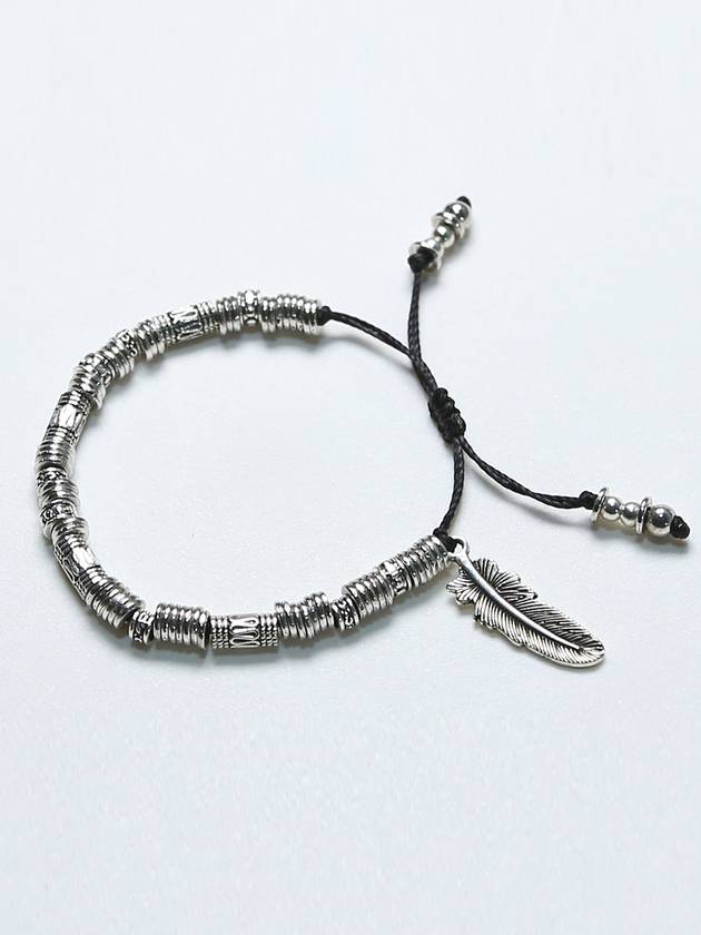 Feather Antique Silver Bead Bracelet - KND - BALAAN 9