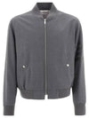 Diagonal Striped Knit Rib Blouson Bomber Jacket Dark Grey - THOM BROWNE - BALAAN 2