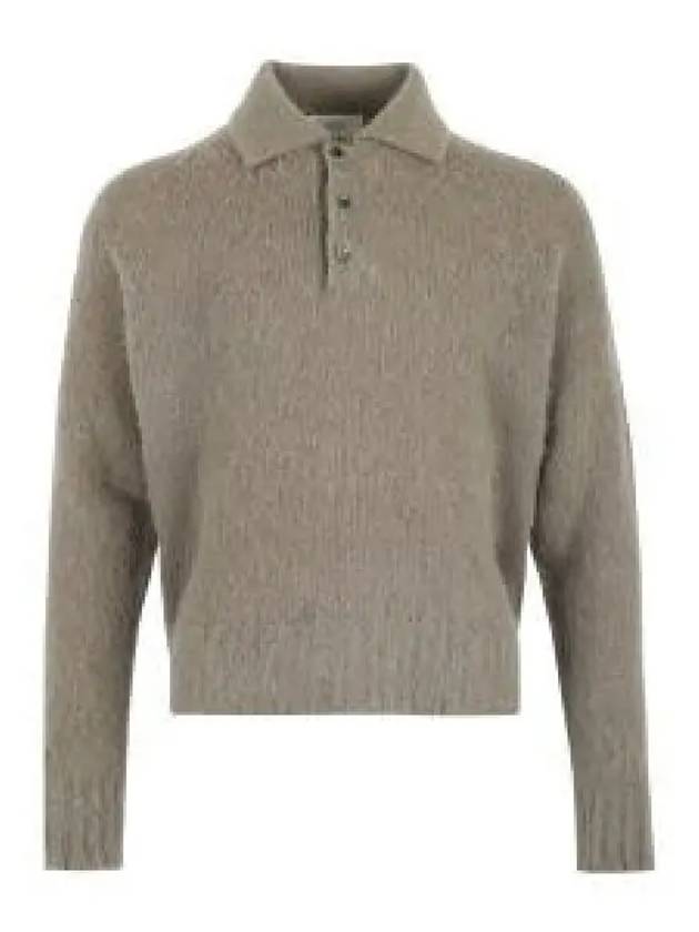 Pullover Knit Polo Shirt Beige - AMI - BALAAN 2