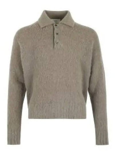 Pullover Knit Polo Shirt Beige - AMI - BALAAN 2