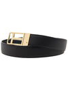 T Buckle Leather Belt Black Brown - TOM FORD - BALAAN 3