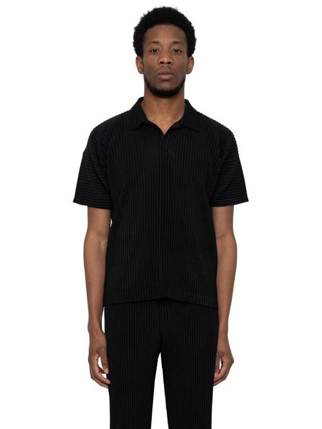 Homme Basic Plissé Pleated Polo Shirt Black - ISSEY MIYAKE - BALAAN 2