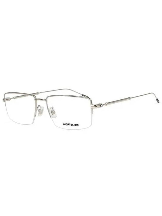 Eyewear Rectangle Semi-Rimless Metal Eyeglasses Silver - MONTBLANC - BALAAN 2