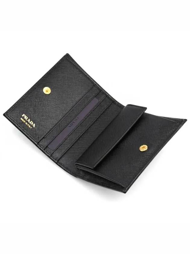 Gold Hardware Triangle Logo Saffiano Half Wallet Black - PRADA - BALAAN 4