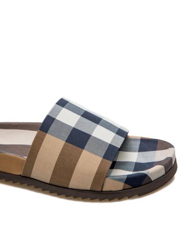 Men's Check Pattern Slippers Brown - BURBERRY - BALAAN 6