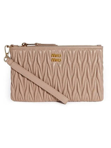 Matelasse leather clutch bag beige - MIU MIU - BALAAN 1