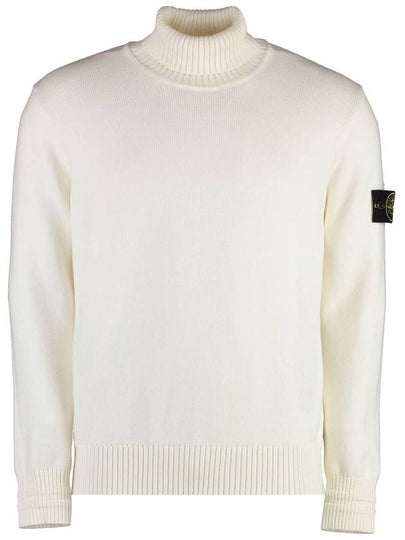 Logo Badge Turtleneck Sweatshirt White - STONE ISLAND - BALAAN 2