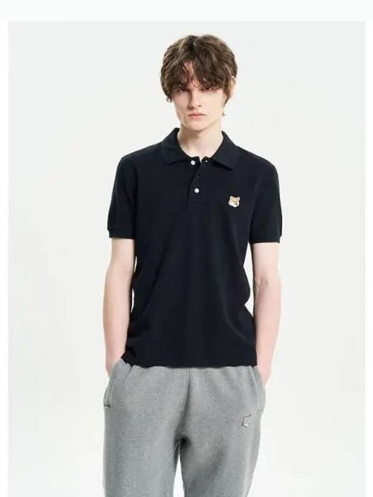 Men s Foxhead Patch Regular Polo T shirt Black Domestic Product - MAISON KITSUNE - BALAAN 1