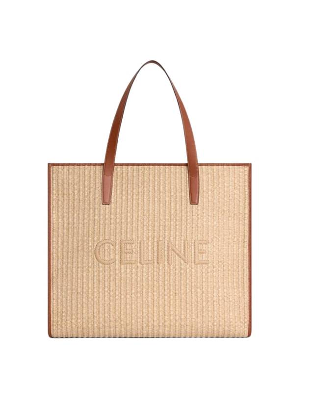 Large Cabas Raffia Effect Textile Celine Embroidery Tote Bag Natural - CELINE - BALAAN 1