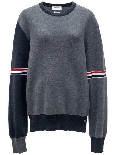 RWB Striped Crew Neck Knit Top Grey - THOM BROWNE - BALAAN 2