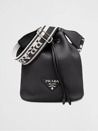 Triangular logo flow leather bucket bag 1BE060 - PRADA - BALAAN 1