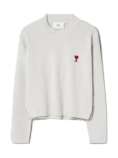 De Coeur Small Heart Logo Knit Top Light Grey - AMI - BALAAN 2