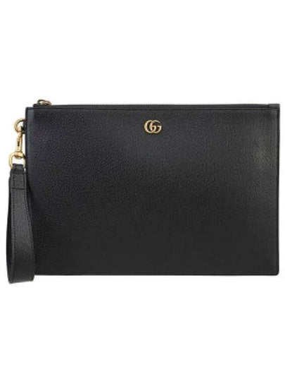 GG Marmont leather strap clutch bag black - GUCCI - BALAAN 2