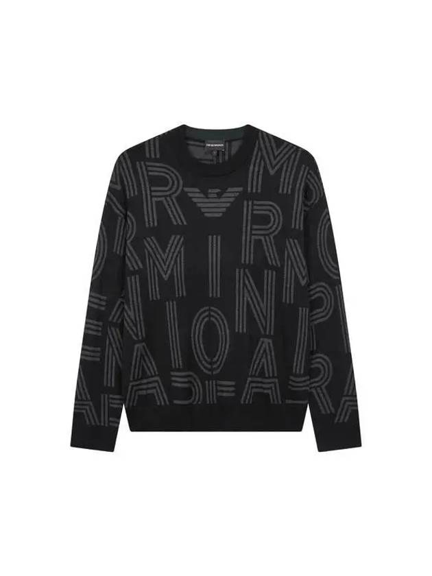 Men s Line Logo Pattern Knit Black 271545 - EMPORIO ARMANI - BALAAN 1