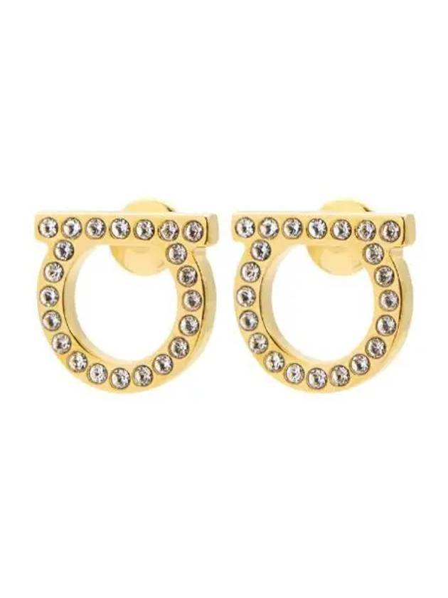 Gancini Crystal Large Earrings Gold - SALVATORE FERRAGAMO - BALAAN 2