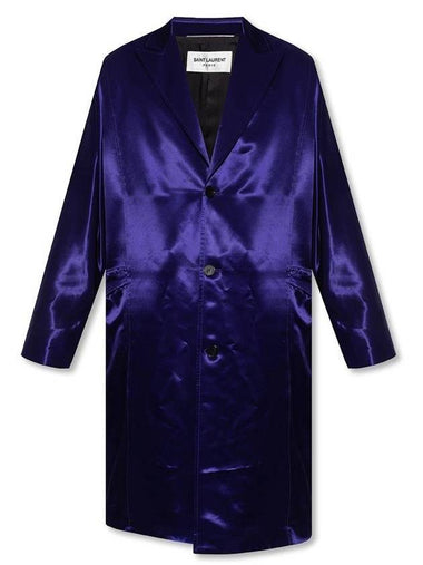 Purple Satin Texture Single Coat - SAINT LAURENT - BALAAN 1