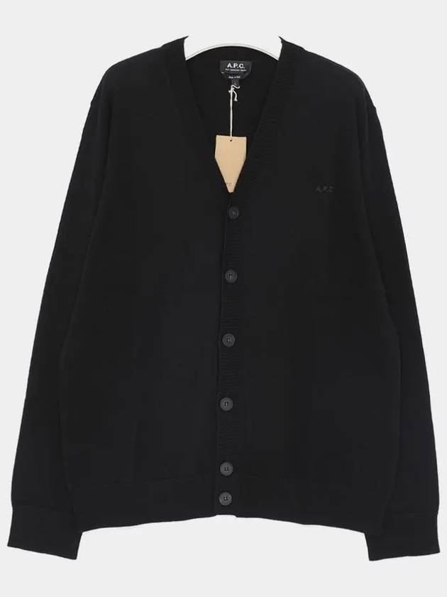 Joe Logo Embroidered Wool Cardigan Black - A.P.C. - BALAAN 3