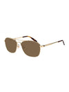 Eyewear Aviator Metal Sunglasses Gold Havana - MONTBLANC - BALAAN 3