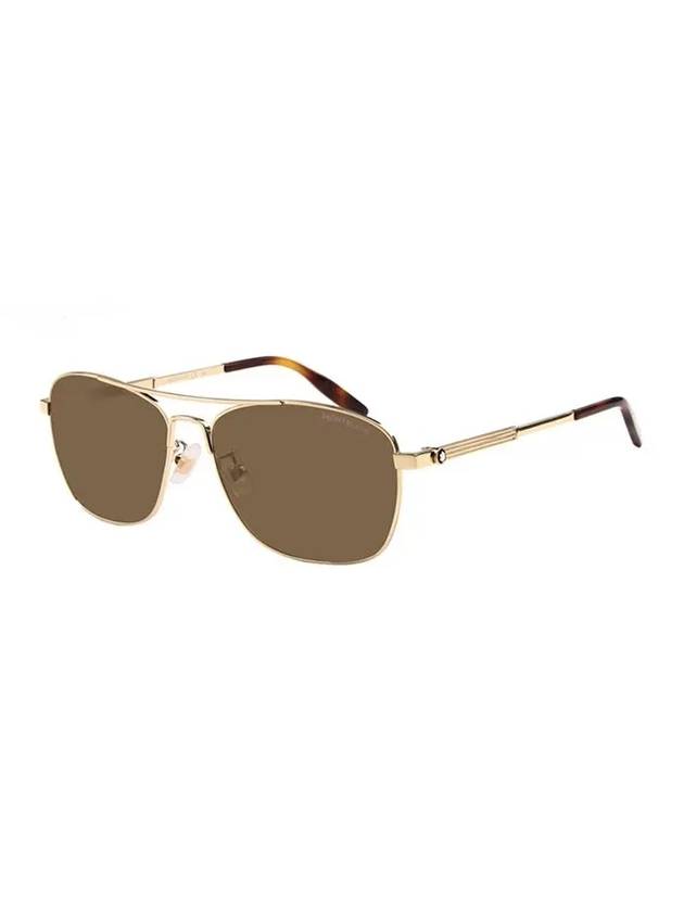 Eyewear Aviator Metal Sunglasses Gold Havana - MONTBLANC - BALAAN 3