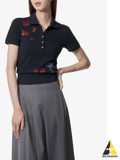 Classic Pique Hector Rose Rib Cuff Polo Skirt Blue - THOM BROWNE - BALAAN 2