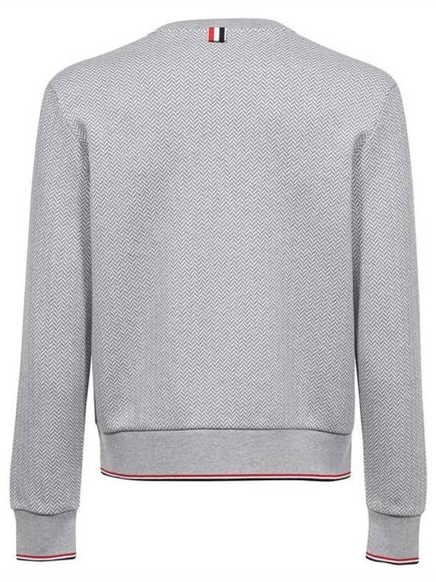 Men's Trimmed Herringbone Cotton Sweatshirt Grey - THOM BROWNE - BALAAN 3