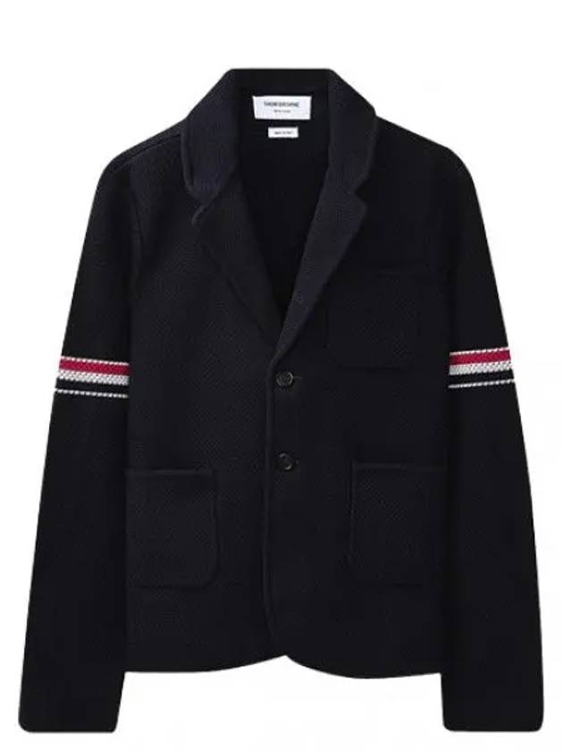 RWB arm banding texture jacquard wool jacket men - THOM BROWNE - BALAAN 1