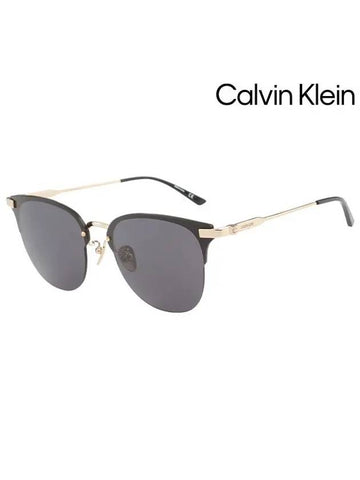 Eyewear Round Sunglasses Gold Grey - CALVIN KLEIN - BALAAN 1