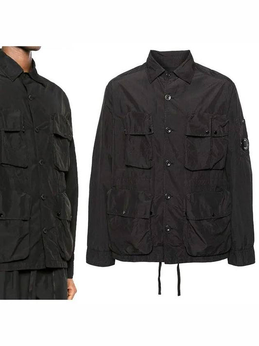 Flat Nylon Utility Over Long Sleeve Shirt Black - CP COMPANY - BALAAN 2