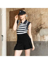 Golf Tennis Striped V-Neck T-Shirt Black - AVAVE - BALAAN 2