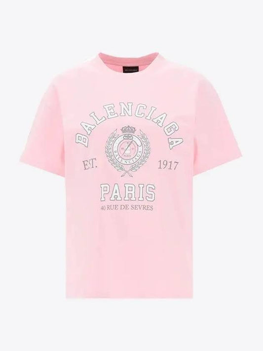 College 1917 Print Short Sleeve T-Shirt Pink - BALENCIAGA - BALAAN 2