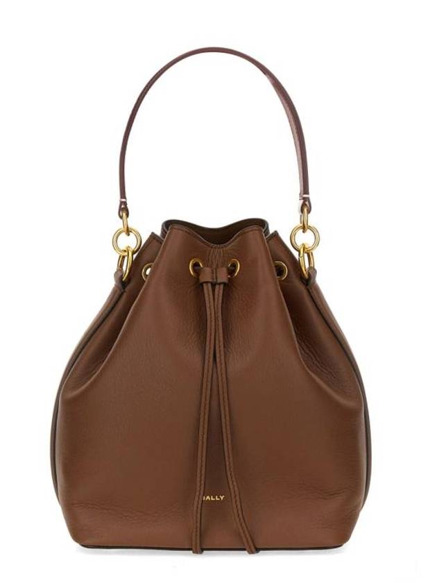 Logo Leather Bucket Bag Brown - BALLY - BALAAN 1