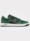 Men's Downtown Triangle Logo Leather Low Top Sneakers Black Green - PRADA - BALAAN 4