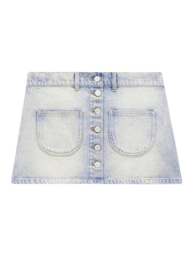 Multiplex Denim Mini A Line Skirt Blue - COURREGES - BALAAN 1