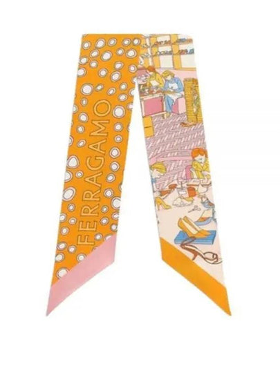 Atelier Print Mini Silk Scarf Orange - SALVATORE FERRAGAMO - BALAAN 2