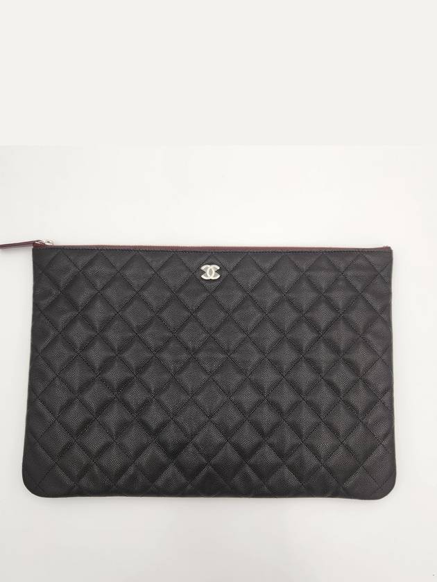 Large Classic Caviar Silver Logo Clutch Bag Black - CHANEL - BALAAN 2