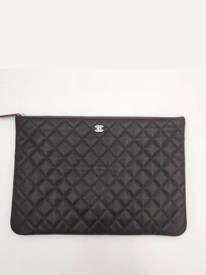 Large Classic Caviar Silver Logo Clutch Bag Black - CHANEL - BALAAN 2