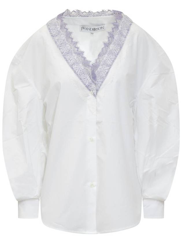 JW Anderson Lace V Neck Shirt - JW ANDERSON - BALAAN 1