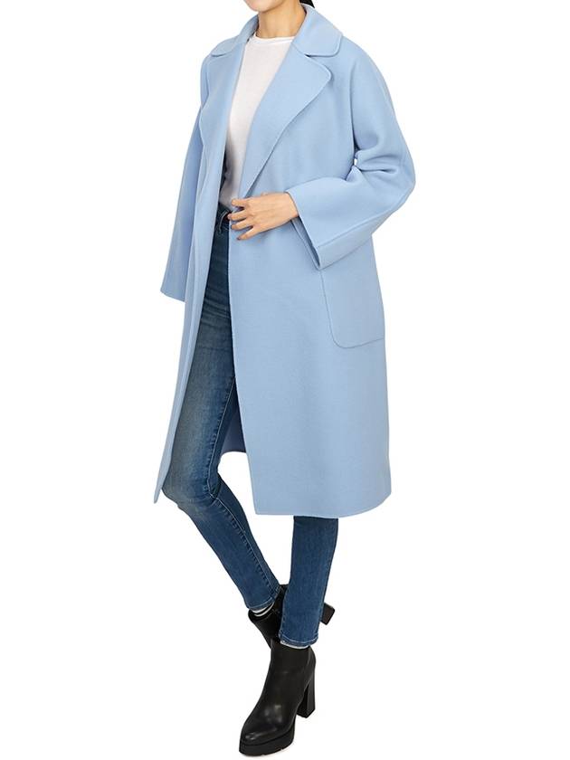 Rovo Wrap Wool Singe Coat Light Blue - MAX MARA - BALAAN 8