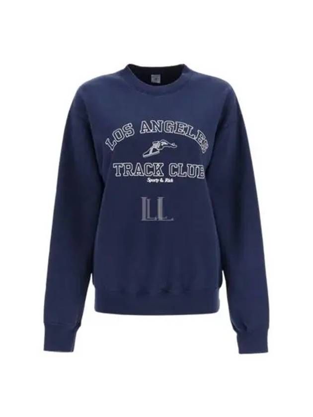 Logo Crew Neck Cotton Sweatshirt Navy - SPORTY & RICH - BALAAN 2