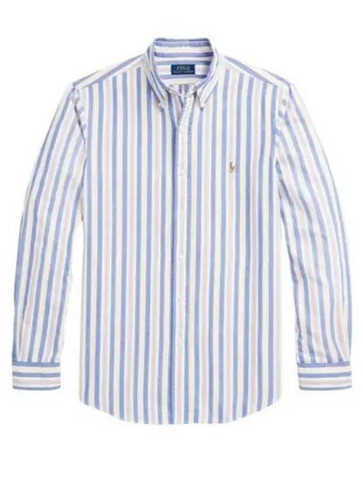 Custom Slim Fit Lightweight Striped Long Sleeve Shirt Blue - POLO RALPH LAUREN - BALAAN 2