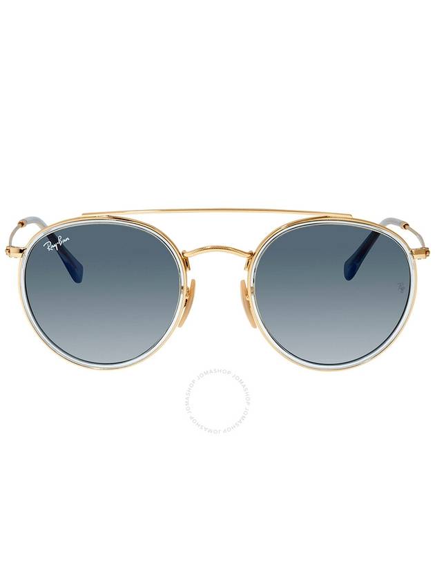 Ray Ban Round Double Bridge Blue Gradient Unisex Sunglasses RB3647N 91233M 51 - RAY-BAN - BALAAN 1