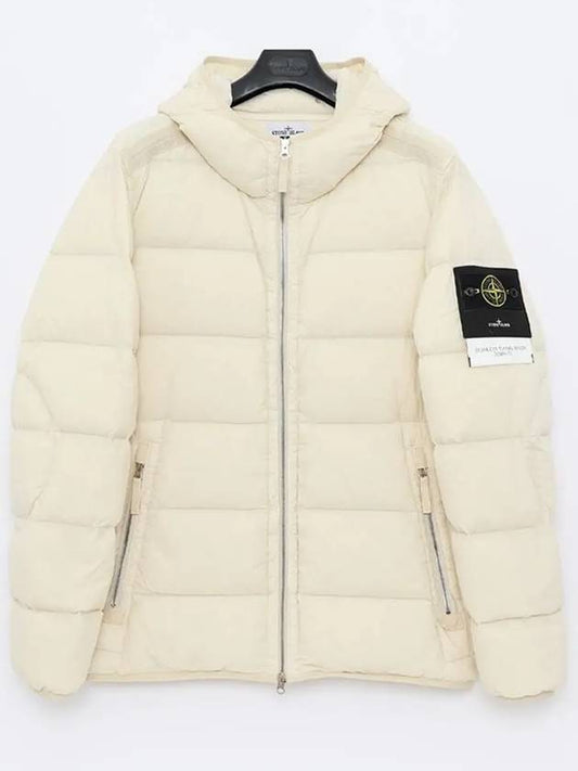 Seamless Logo Nylon Hooded Down Jacket Plaster - STONE ISLAND - BALAAN 2