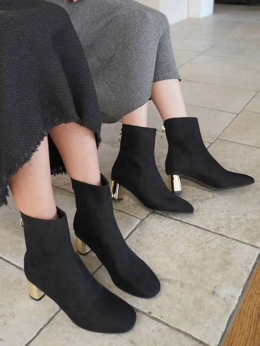 Gold Ring Suede Ankle Boots - HALTEALLEZ - BALAAN 2