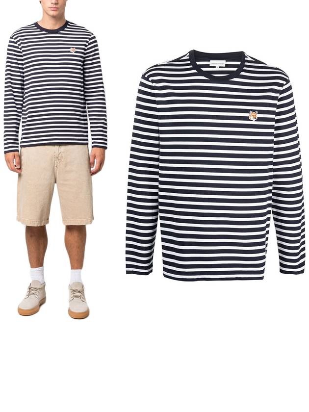 Fox Head Patch Regular Marin Long Sleeve T Shirt Navy Stripes - MAISON KITSUNE - BALAAN 2