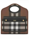 Mini Pocket Checked Leather Tote Bag Dark Burch Brown - BURBERRY - BALAAN 2