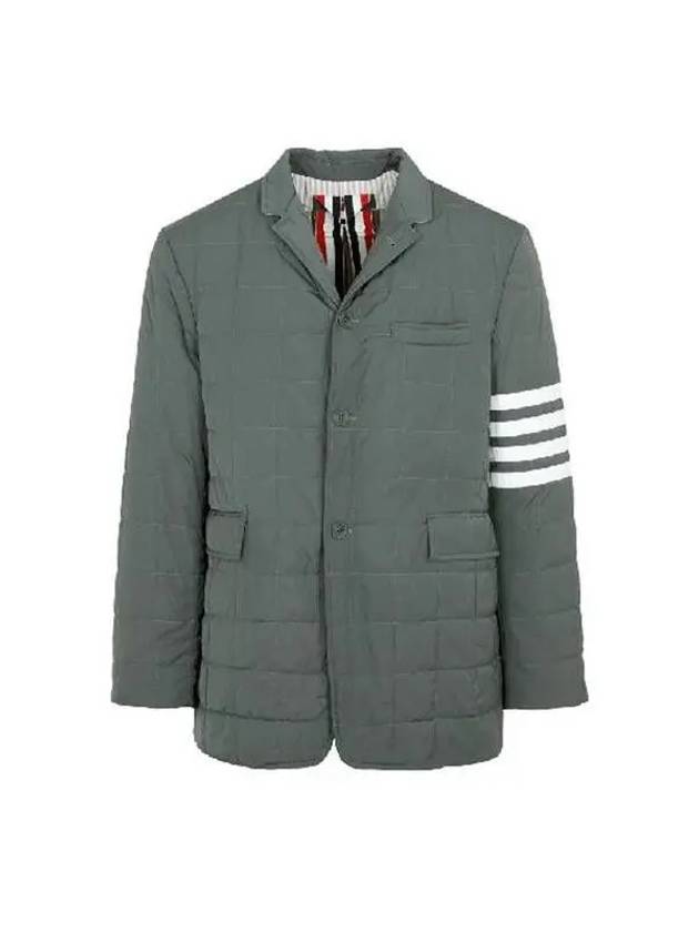 4 Bar Poly Twill Padding Blazer Jacket Grey - THOM BROWNE - BALAAN 2