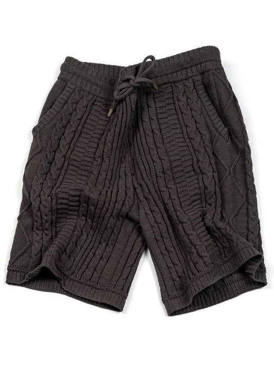 Men's I4SM01CH Permeating New City Cable Knit Shorts Charcoal - IOEDLE - BALAAN 1